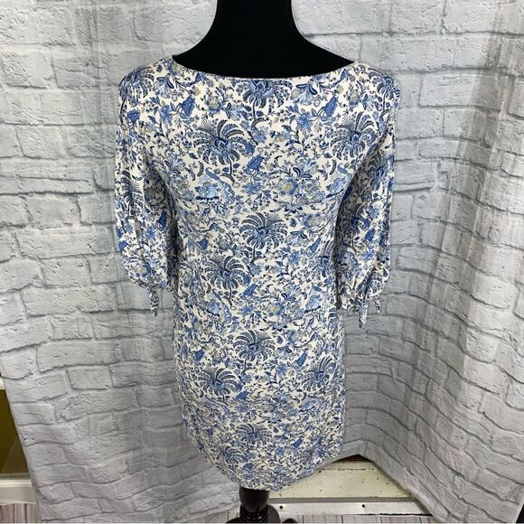 H&M Paisley and flower print dress blue and white sz 4 women - Picture 10 of 12